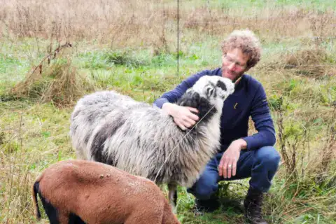 Martijn and the sheeps at Centre TerraViva